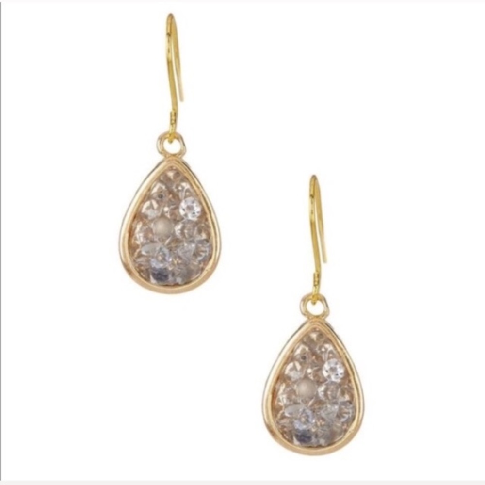 NEW✨teardrop gold gray crystal earrings